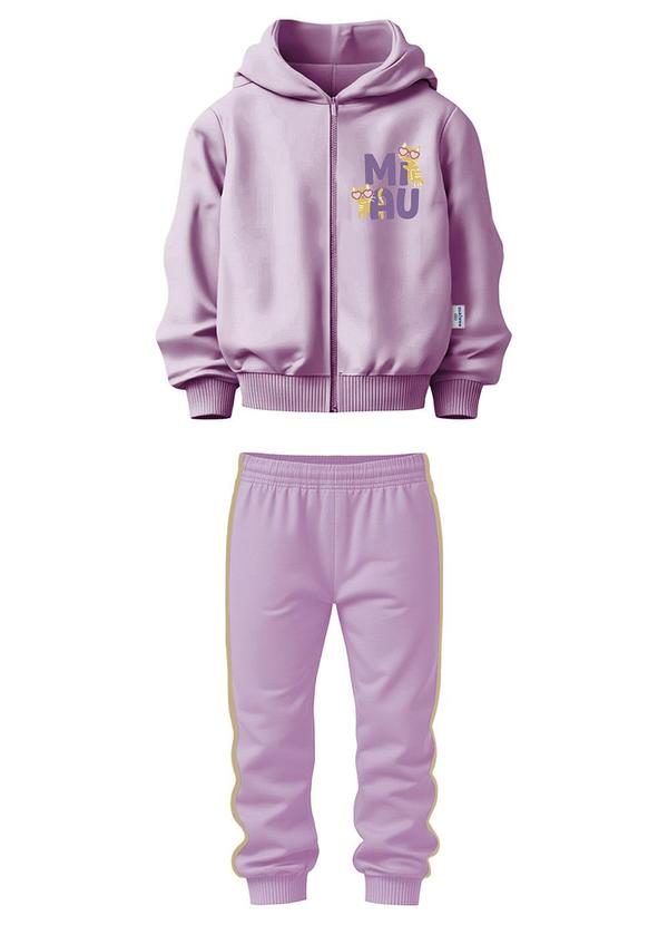 Conjunto Miau em Moletinho Lavanda