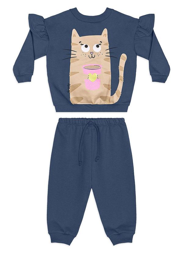 Conjunto Miau Moletom Azul