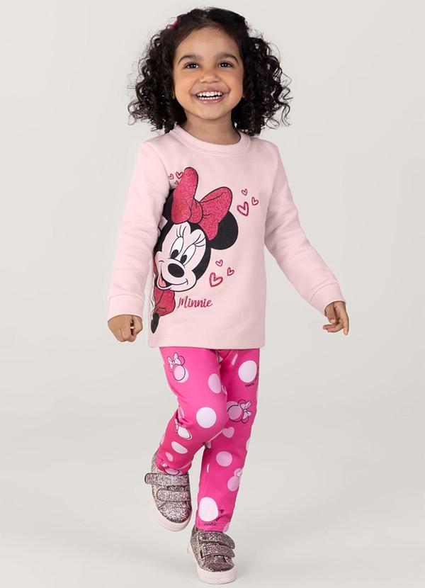 Vista 2 Conjunto Minnie Infantil Menina Rosa Brandili Brandili