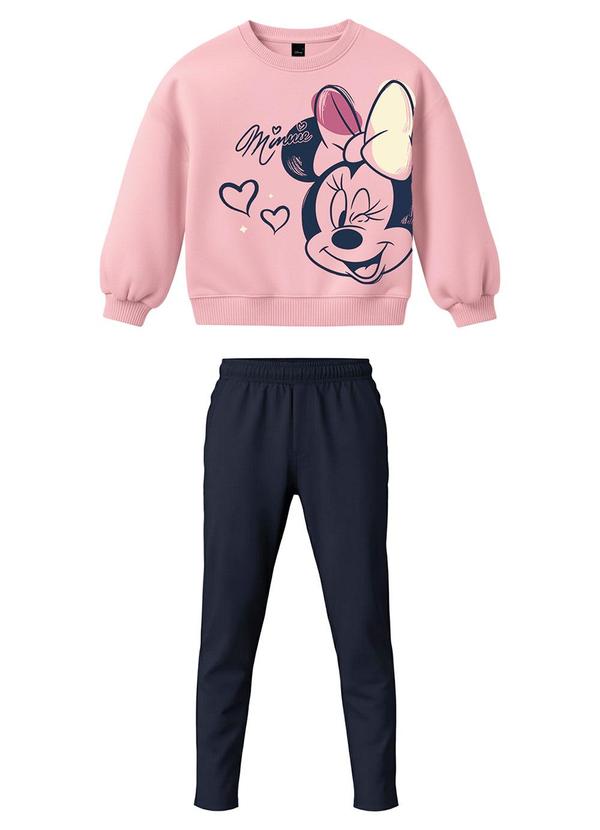 Conjunto Minnie Mouse® em Moletom Rosa Claro