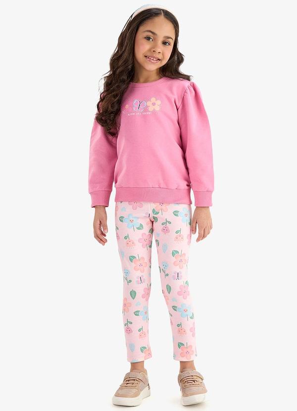 Conjunto Moletom Blusão com Calça Rosa