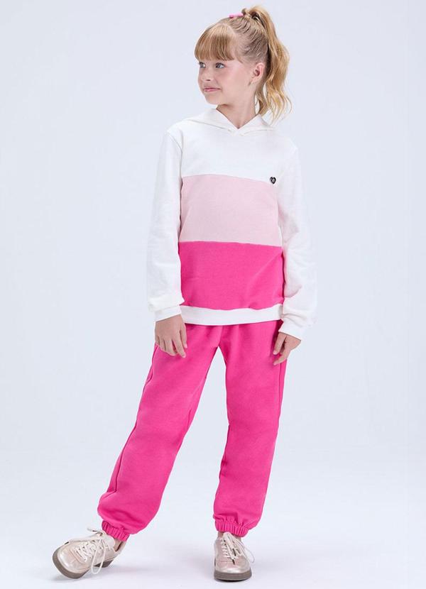 Conjunto Moletom de Degradê com Capuz Rosa