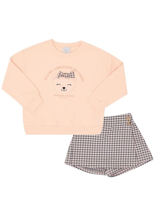 Conjunto Moletom e Jacquard Fio Tinto Rosa