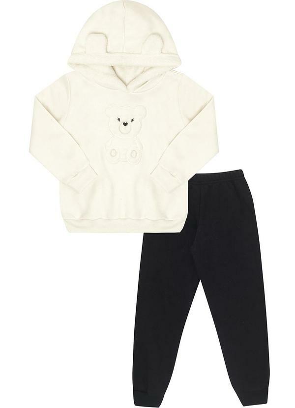 Conjunto Moletom e Pelo Bege