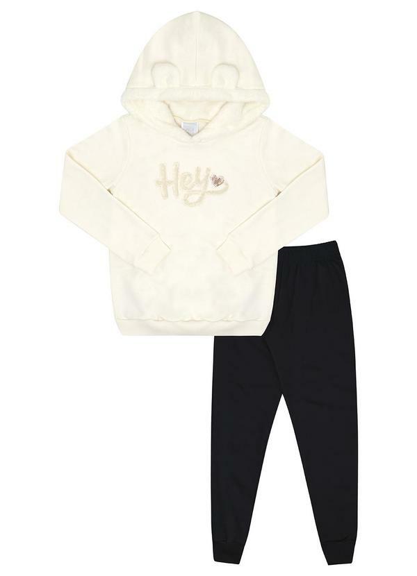 Conjunto Moletom e Pelo Bege