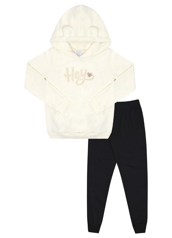 Conjunto Moletom e Pelo Bege