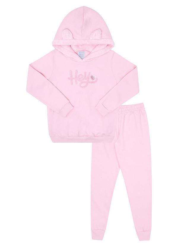 Conjunto Moletom e Pelo Rosa