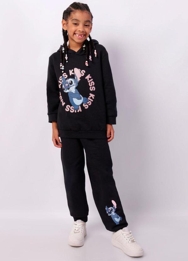 Conjunto Moletom Infantil Stitch Preto