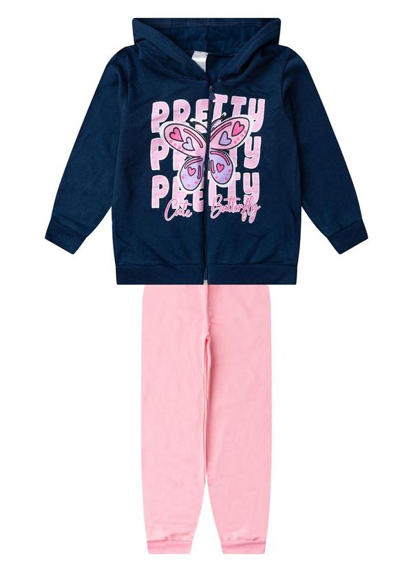 Conjunto Moletom Menina Jaqueta e Calça Azul