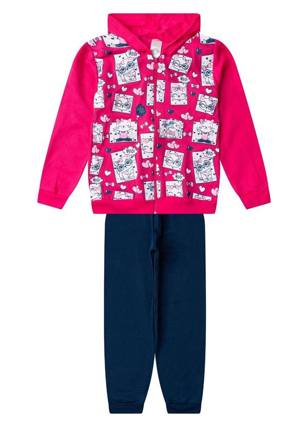 Conjunto Moletom Menina Jaqueta e Calça Rosa
