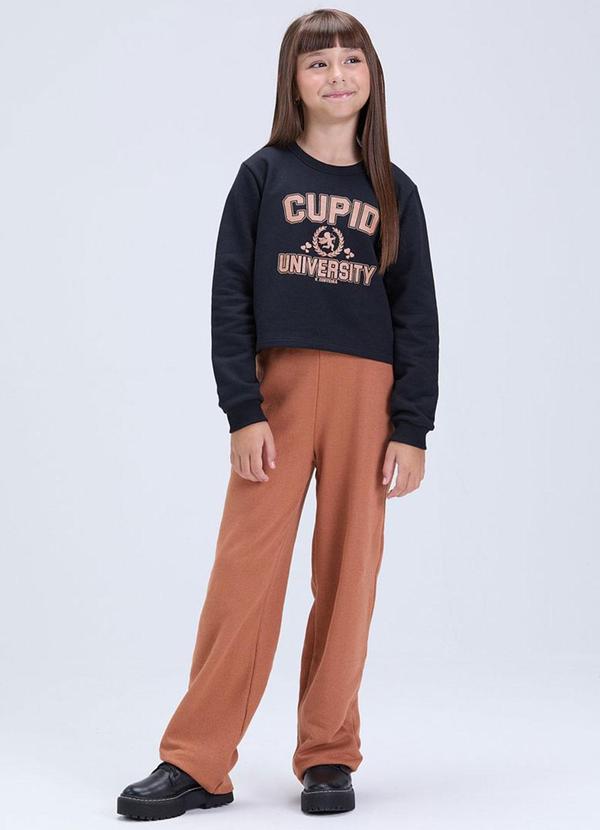 Conjunto Moletom Wide Leg University Preto