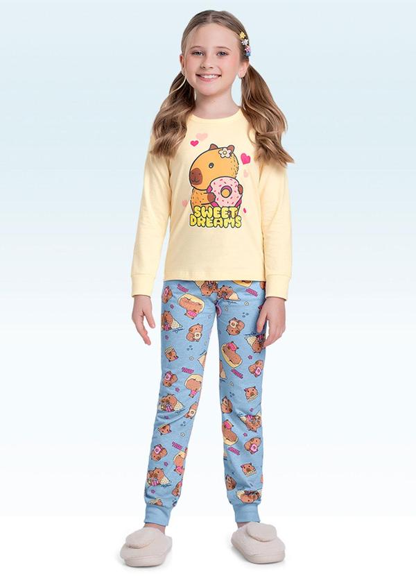 Conjunto Pijama Blusa e Calça Amarelo