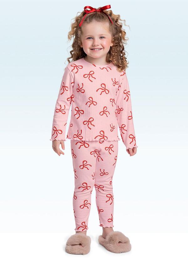 Conjunto Pijama Blusa Manga Longa e Calça Rosa