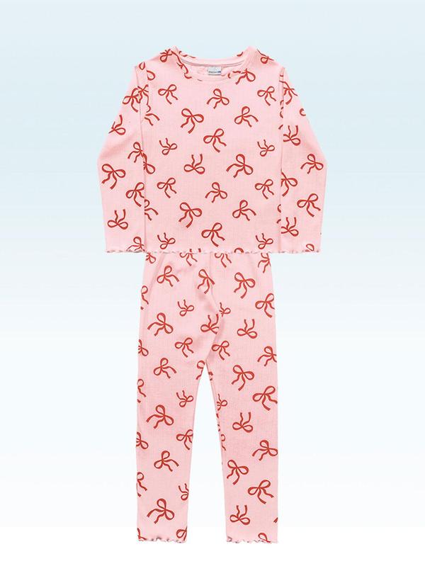 Conjunto Pijama Blusa Manga Longa e Calça Rosa
