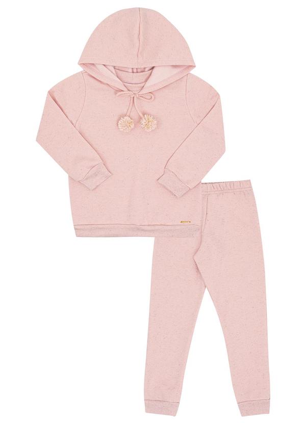 Conjunto Primeiros Passos Moletom Linho Rosa