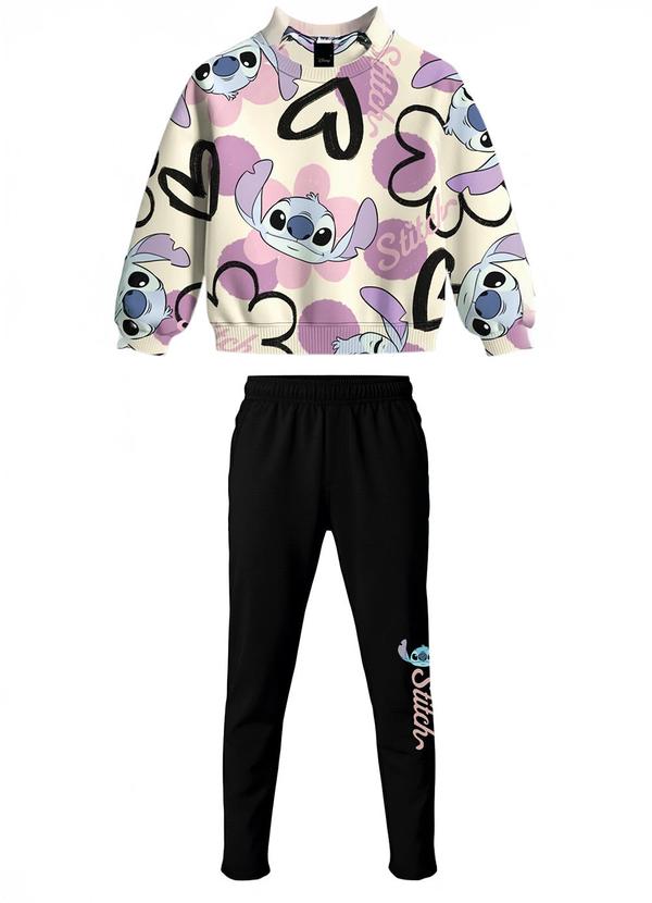 Conjunto Stitch® em Moletom Preto