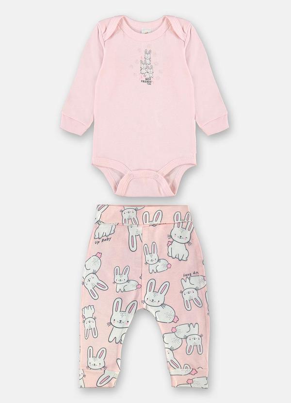 Conjunto Suedine Body Calça Rosa