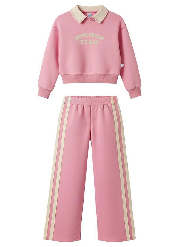 Conjunto Super Dream Team em Moletom Rosa Claro