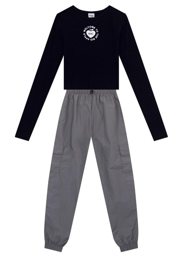 Conjunto Teen Menina em Microfibra Preto
