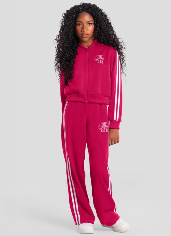 Vista 2 Conjunto Teen Menina em Moletom Rosa Brandili Brandili