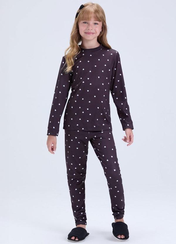 Conjunto Térmico Feminino Coraçãozinhos Preto