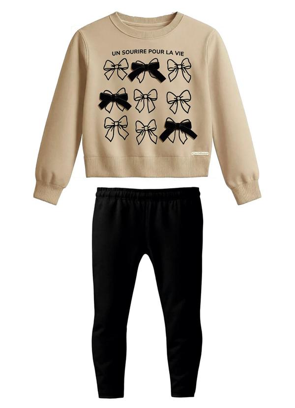 Conjunto Un Sourire Pour La Vie em Moletom Cáqui