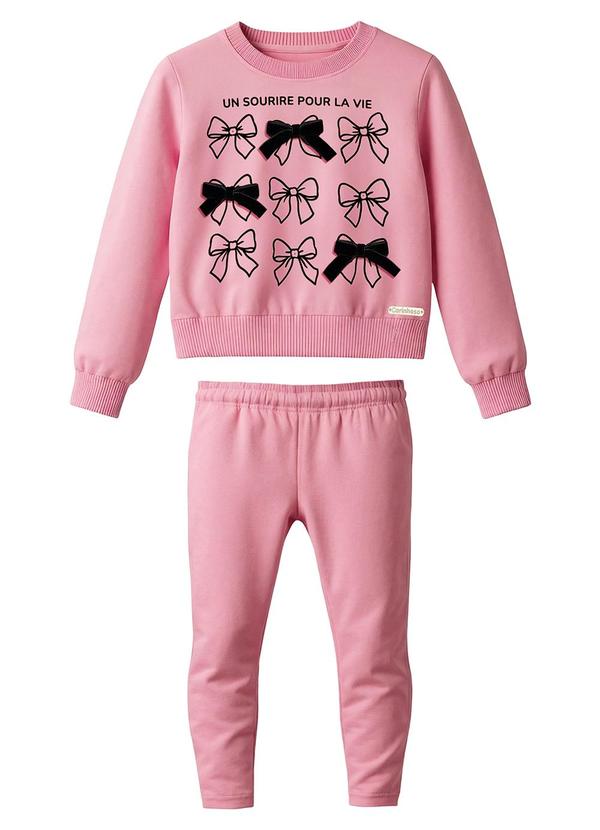 Conjunto Un Sourire Pour La Vie em Moletom Rosa