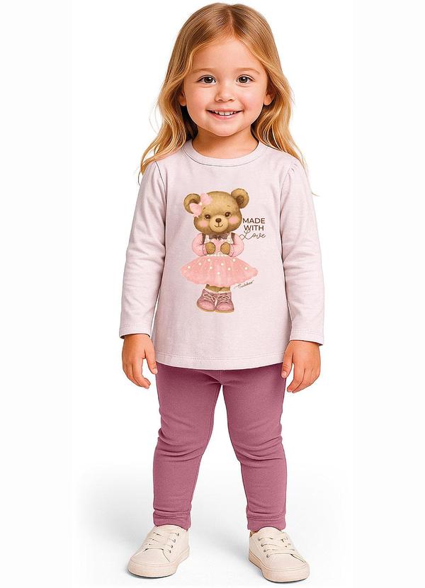 Conjunto Ursinha com Pérolas Rosê