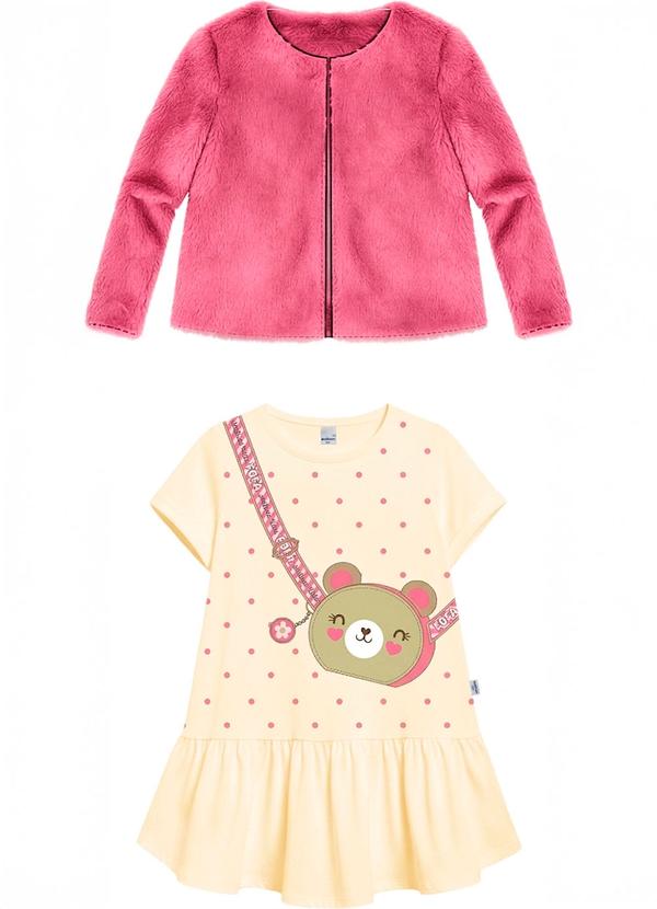 Conjunto Ursinho em Pelúcia Bege