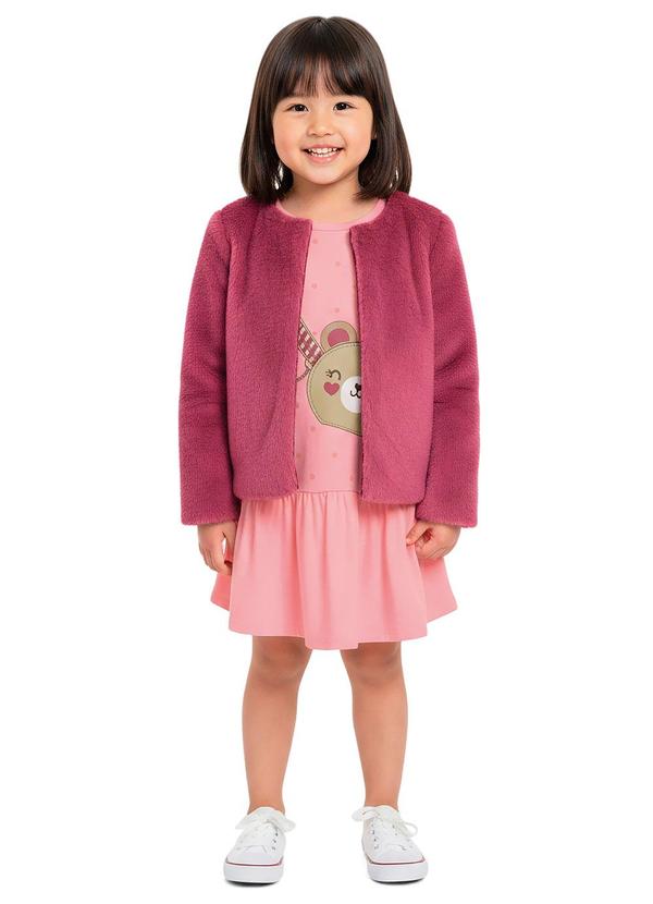 Conjunto Ursinho em Pelúcia Rosa Claro