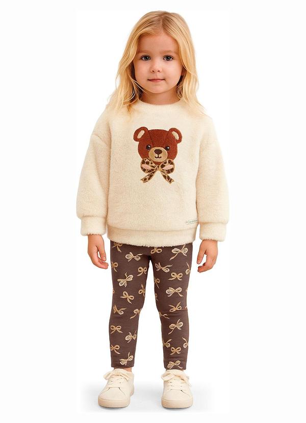 Conjunto Urso & Laços com Lurex Off White