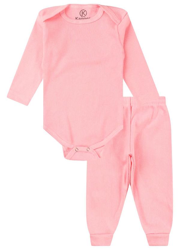 Kit Body Bebê Canelado 2 Peças Rosa