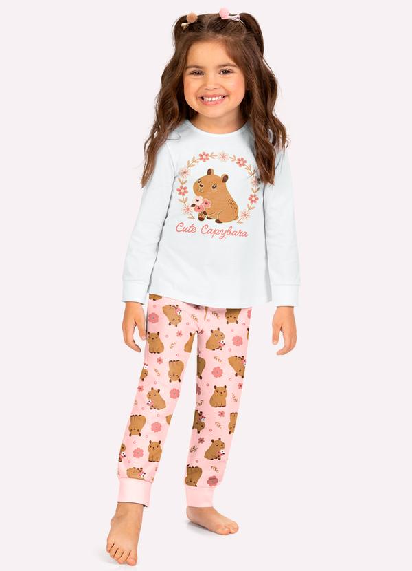 Pijama Infantil Menina Capivara Branco