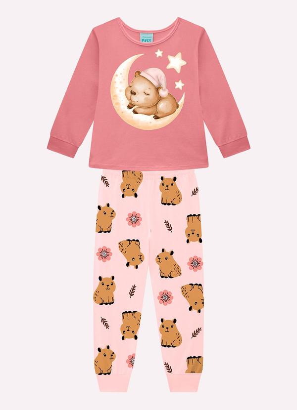 Pijama Infantil Menina Capivara Rosa