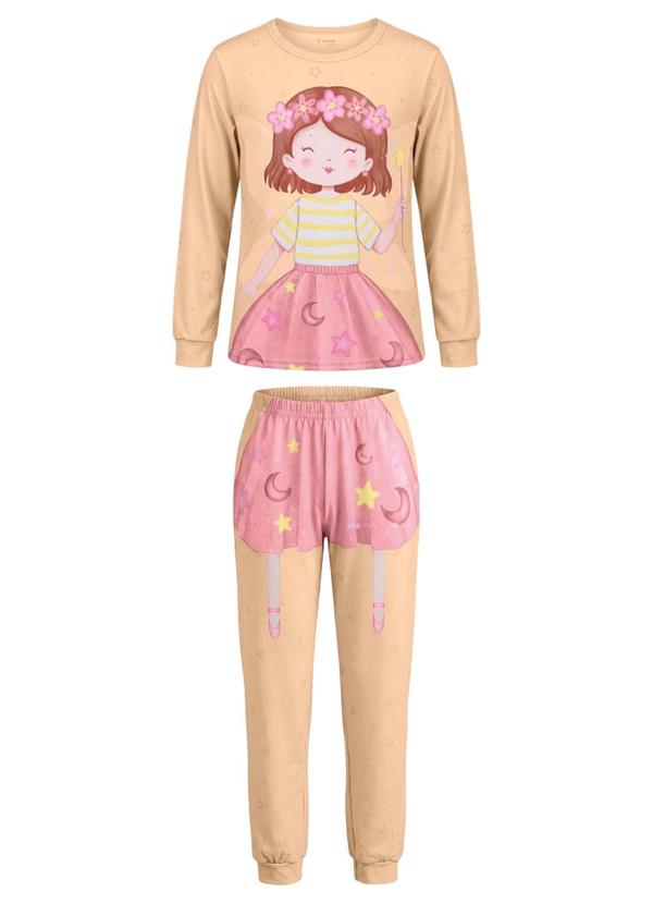 Pijama Infantil Menina em Malha Rosa
