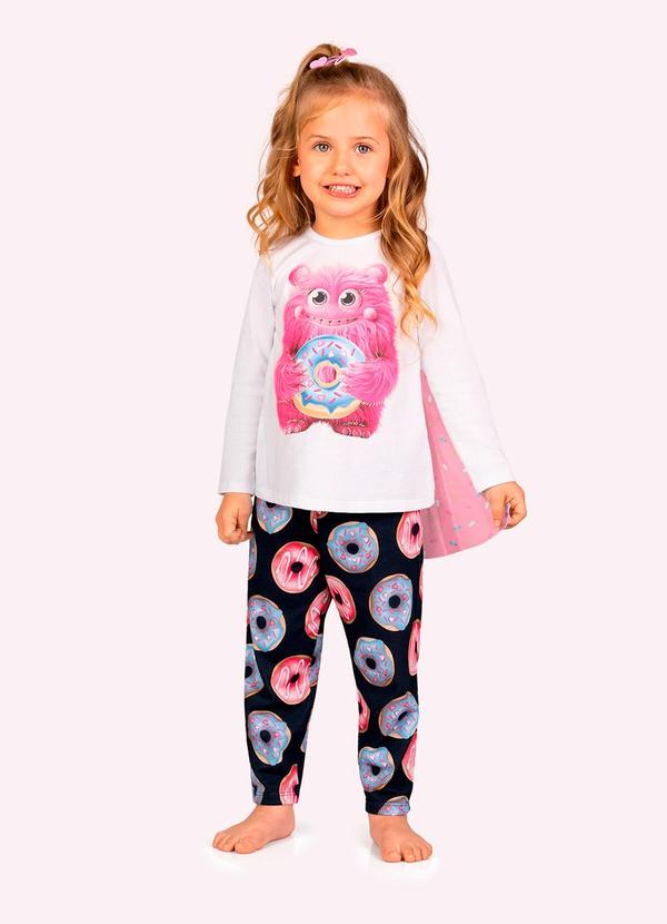 Pijama Infantil Menina Monstrinhos Branco