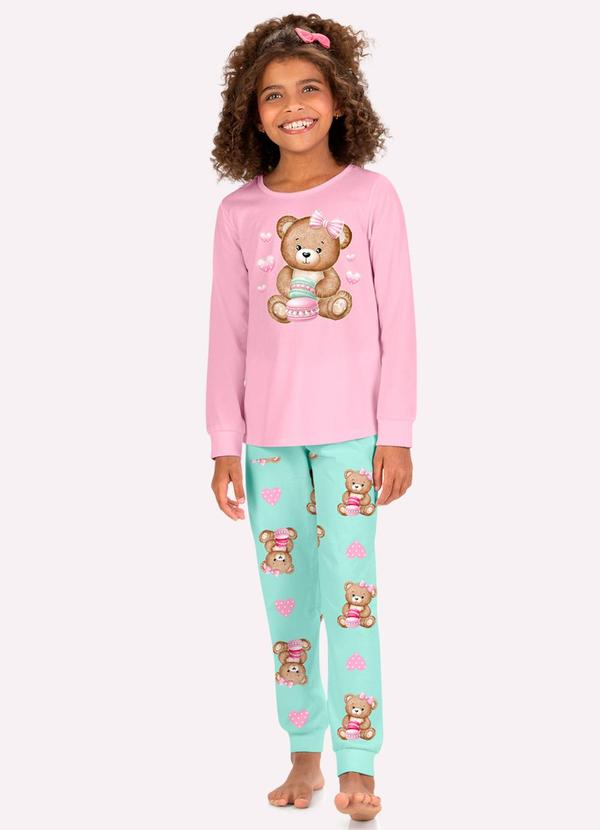 Pijama Infantil Menina Ursinhos Rosa