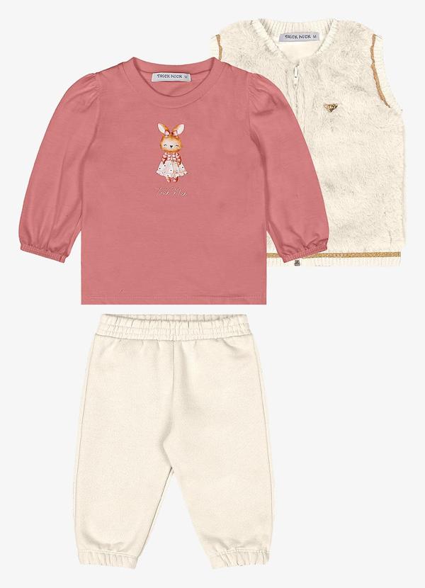 Trijunto, Blusa com Calça e Colete Bege