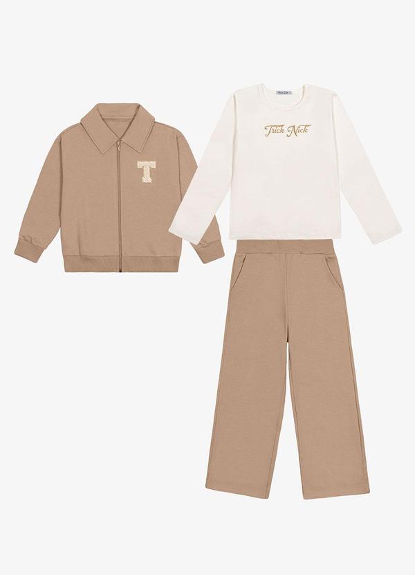 Trijunto Jaqueta Blusa Calça Moletom Marrom