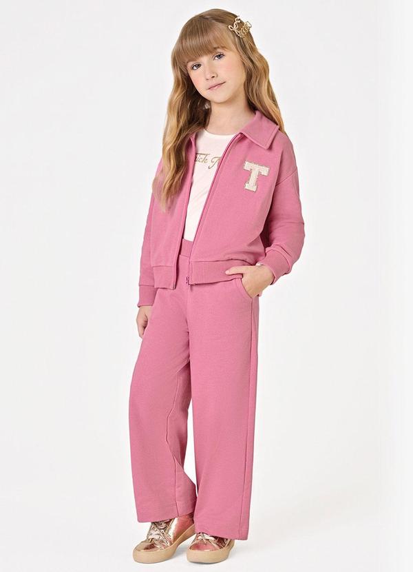 Trijunto Jaqueta Blusa Calça Moletom Rosa