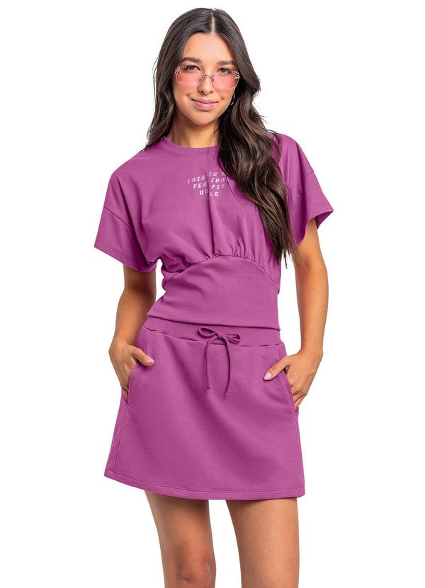 Vista 2 Conjunto Blusa e Short-Saia Juvenil Roxo Gloss Gloss