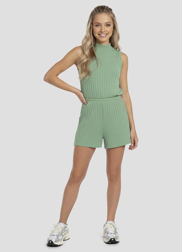 Conjunto Blusa e Shorts Cotton Canelado Verde