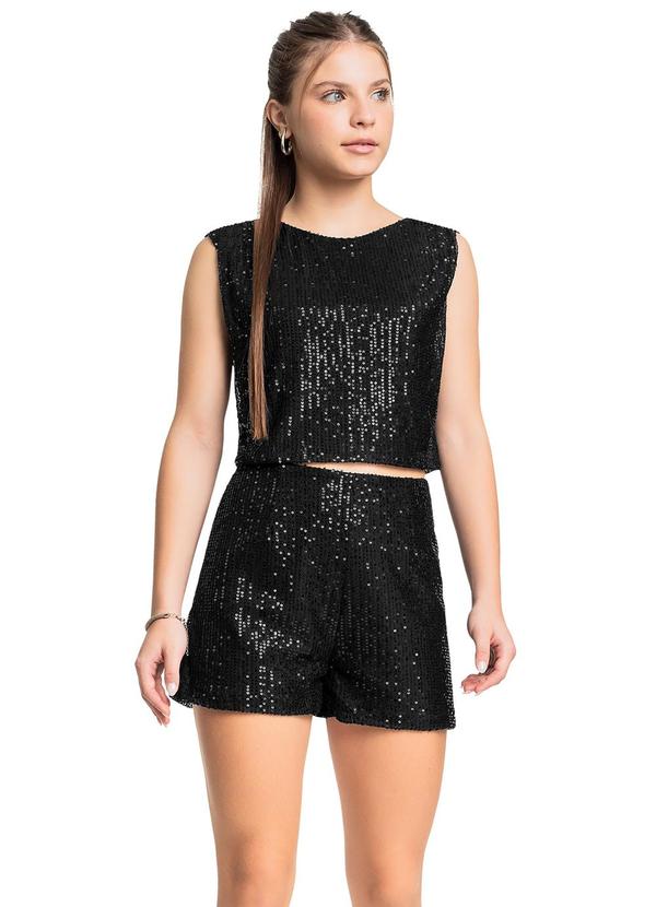 Conjunto Blusa Short Moletom Preto
