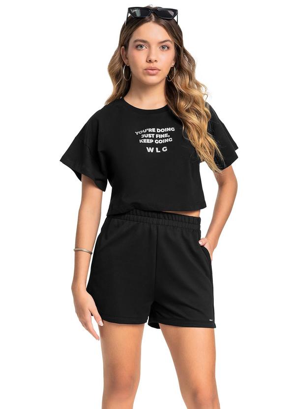 Conjunto Blusa Short Moletom Preto