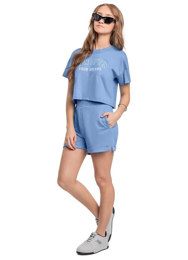 Vista 2 Conjunto com Blusa e Short Juvenil Azul Gloss Gloss