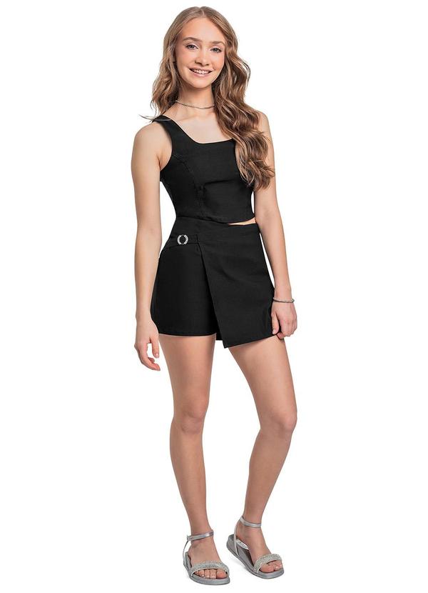 Vista 2 Conjunto com Top e Short-Saia Juvenil Preto Gloss Gloss