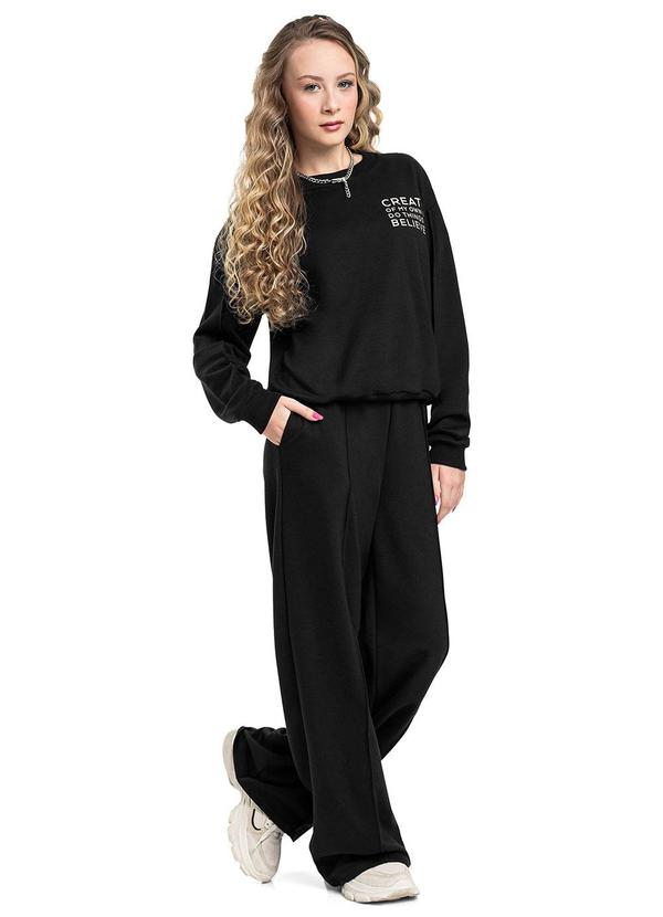 Conjunto Creator Juvenil Blusão Calça Preto
