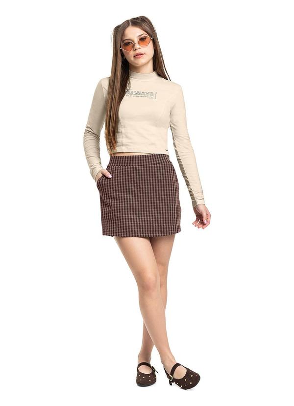Conjunto Juvenil com Blusa e Short-Saia Bege