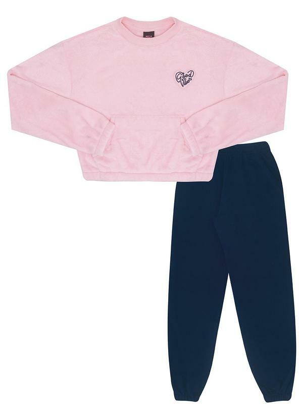 Conjunto Pelo e Moletom Rosa