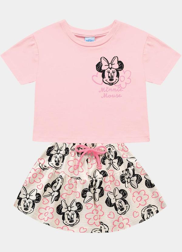 Conjunto Blusa e Shorts Minnie Rosa